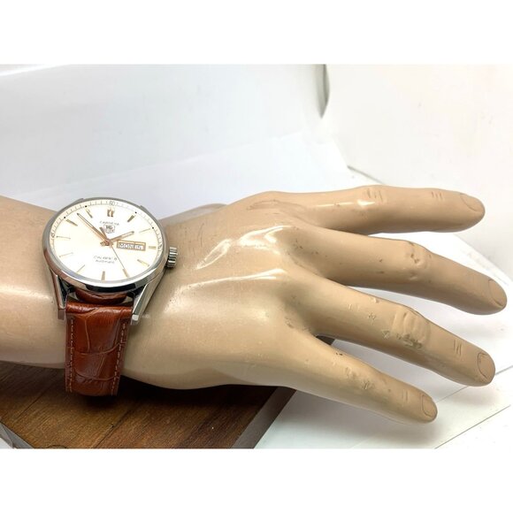 Tag Heuer Carrera Calibre 5 Men's Watch WAR201D-1 Swiss Automatic Brown Leather - Picture 4 of 14